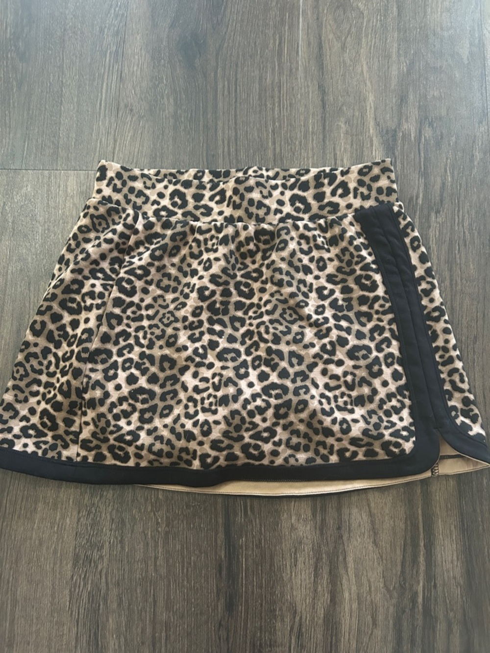 Joylab Leopard Print A-Line Skirt with Black Trim